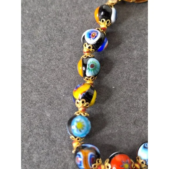Vintage Original Murano Millefiori Art Glass Bead Necklace & Bracelet - Picture 14 of 16
